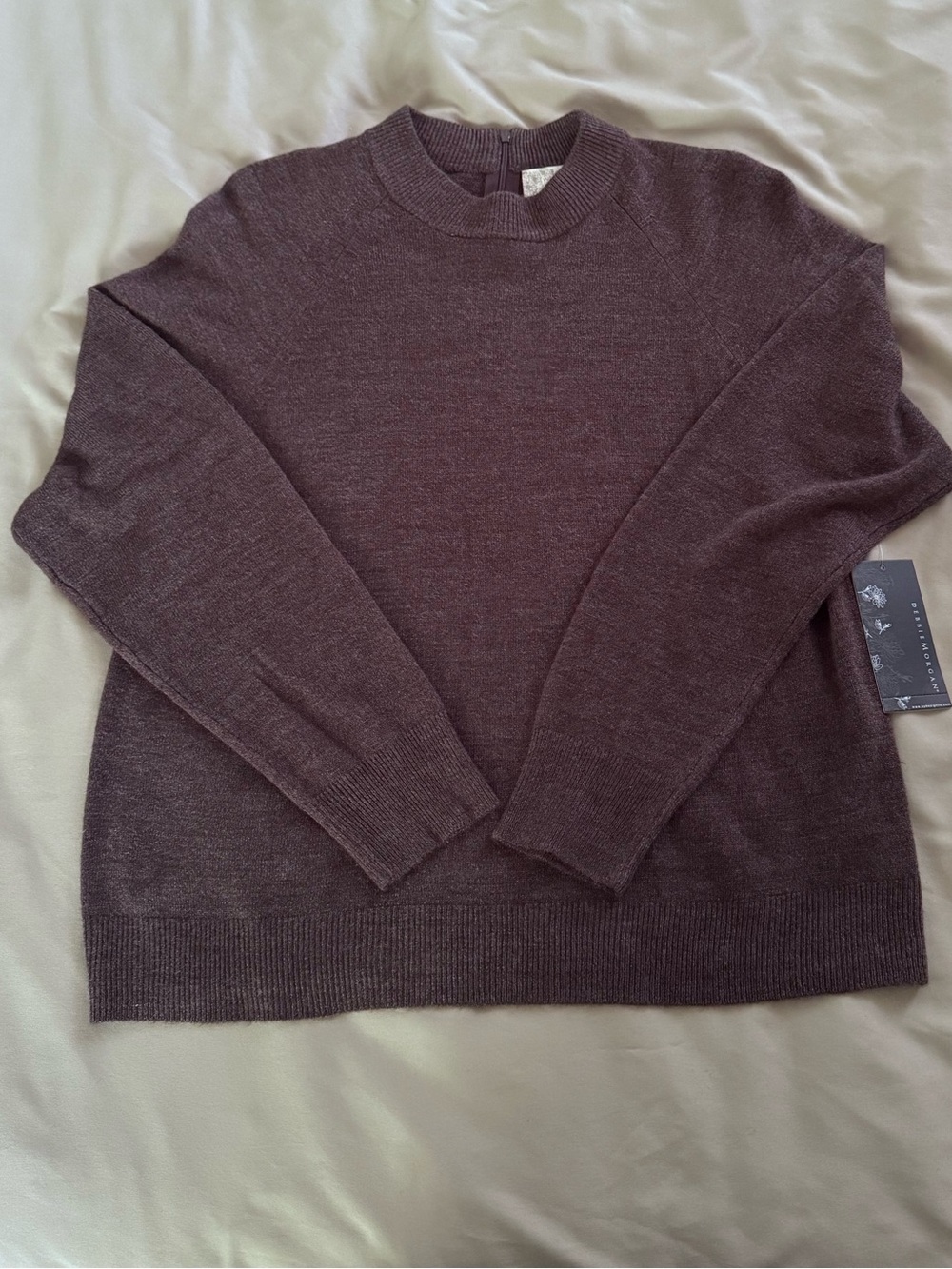 Debbie Morgan Mock Neck Sweater Zipper Pullover in Peppercorn Heather